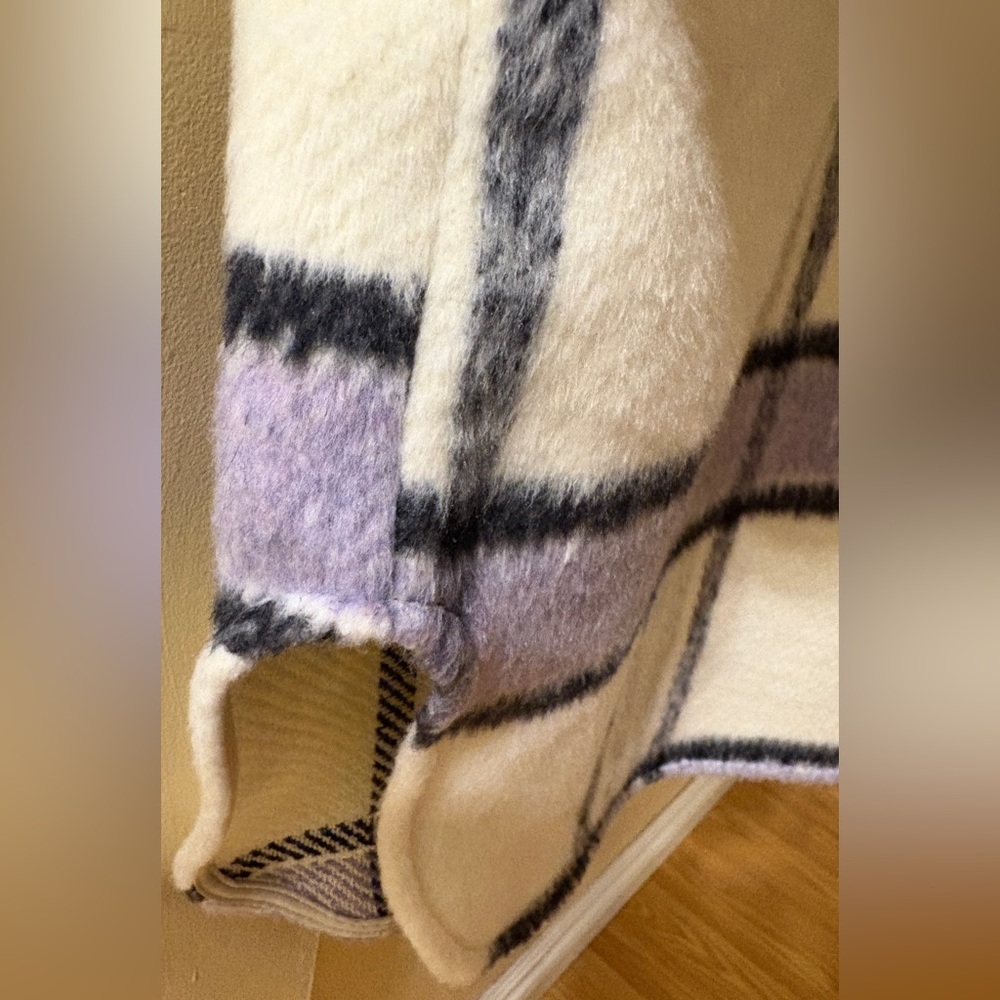 Vero Moda Cream and Purple Plaid Teddy Jacket - Picture 8 of 16